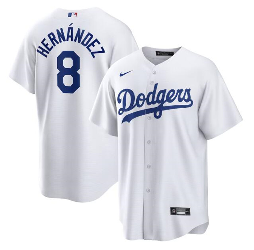 Men's White Los Angeles Dodgers #8 Kiké Hernández Cool Base Stitched Jersey